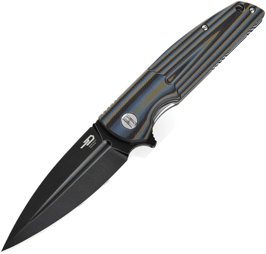 Bestech Knives Fin Linerlock Blue Multi Blk