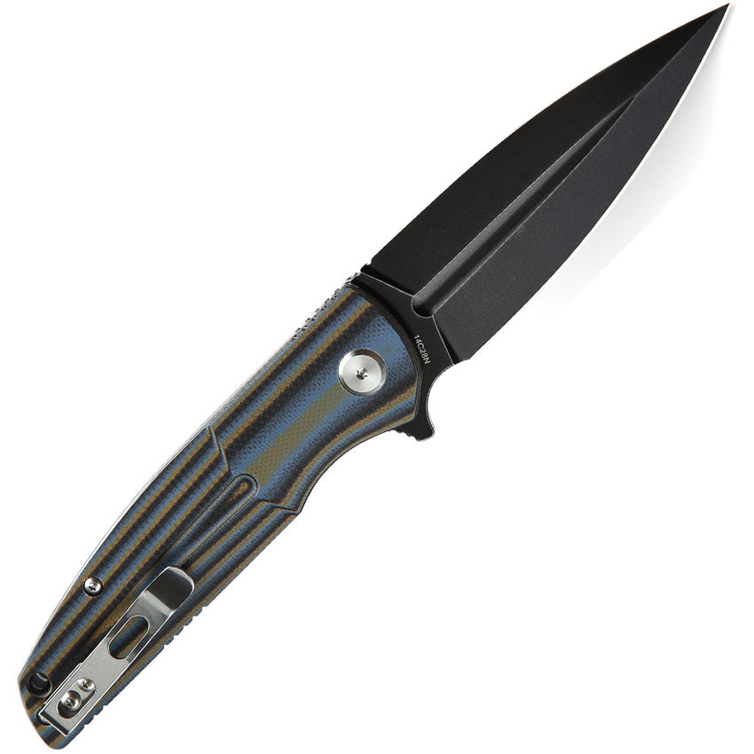 Bestech Knives Fin Linerlock Blue Multi Blk