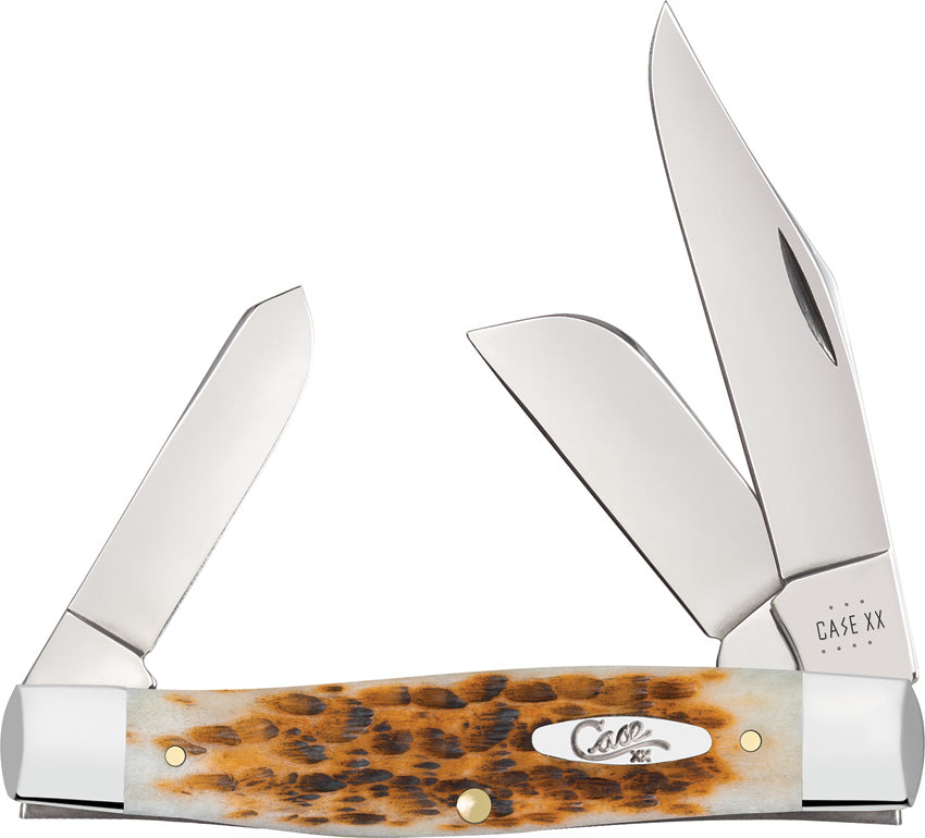 Case Cutlery Large Stockman Amber Bone