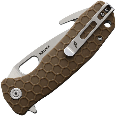 Honey Badger Knives Large Hook Linerlock Tan