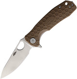 Honey Badger Knives Medium Leaf Linerlock Tan