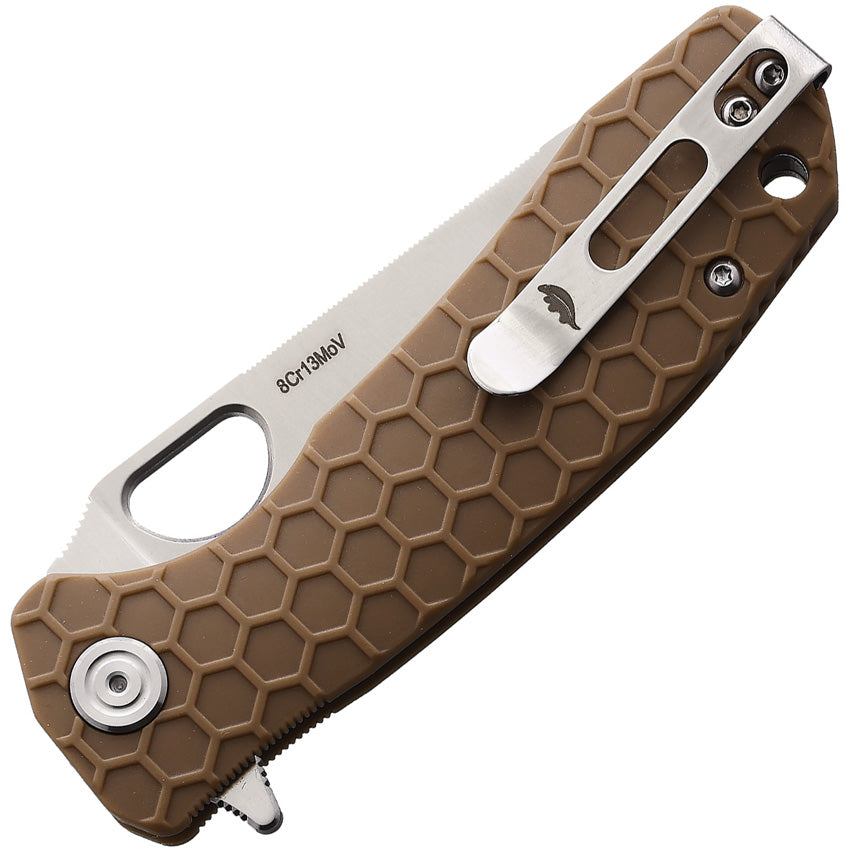 Honey Badger Knives Medium Leaf Linerlock Tan