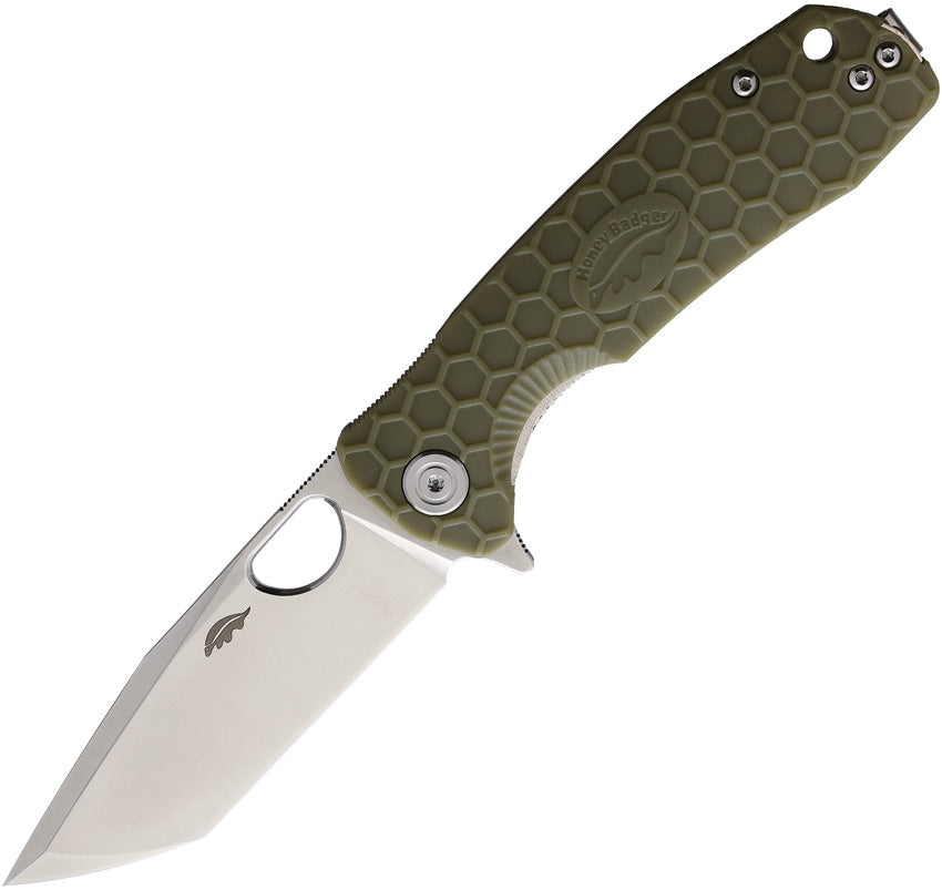 Honey Badger Knives Medium Linerlock Tanto Green