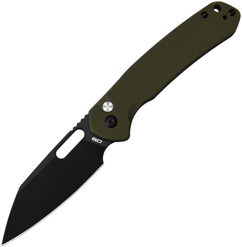 CJRB Pyrite Button Lock Green G10