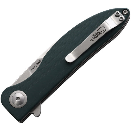 Kizer Cutlery Sway Back Button Lock Green