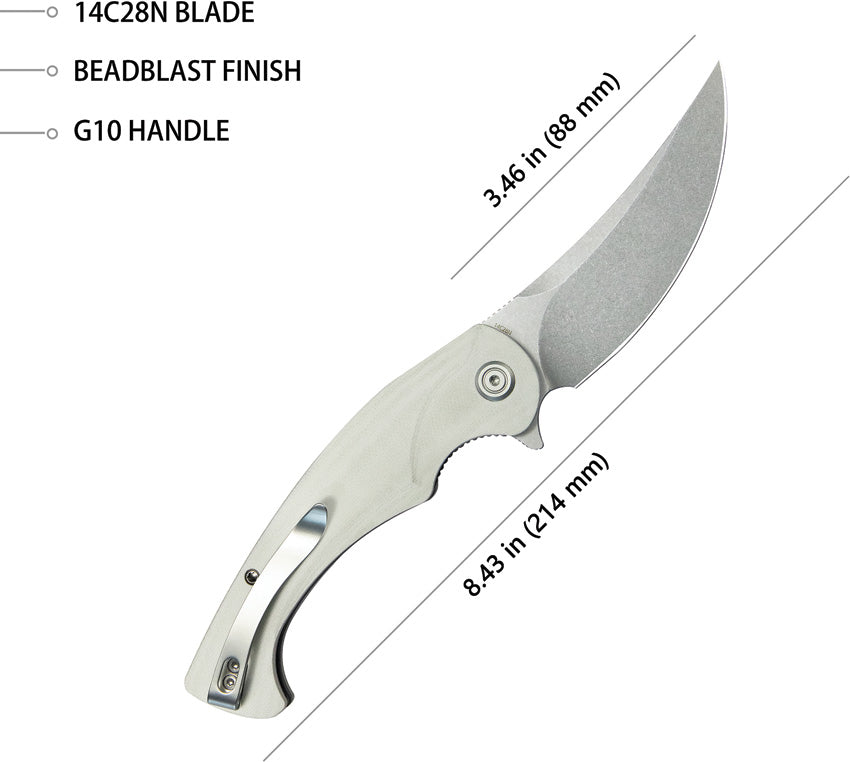 Kubey Scimitar Linerlock White