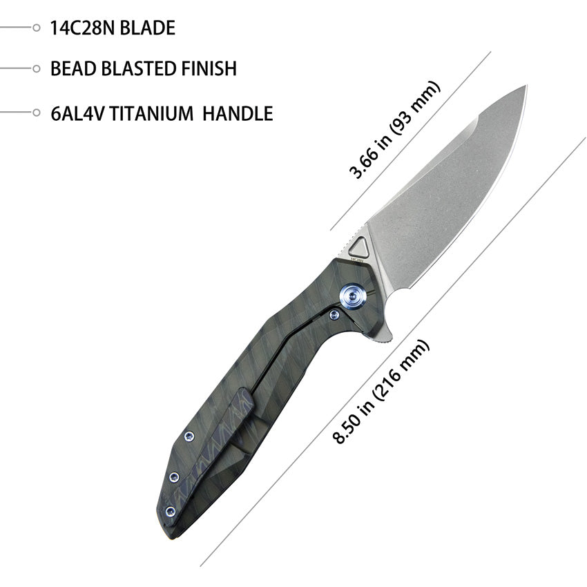 Kubey Nova Framelock Flame Titanium