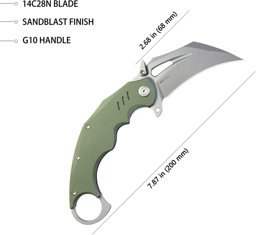 Kubey Wrath Karambit Green