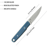 Kubey JL Fixed Blade Blue Micarta