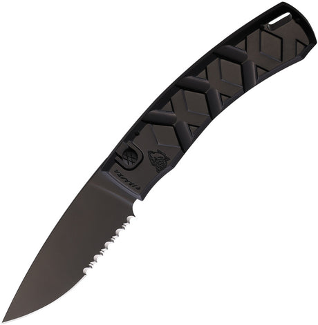 Piranha Knives Auto X Button Lock Black