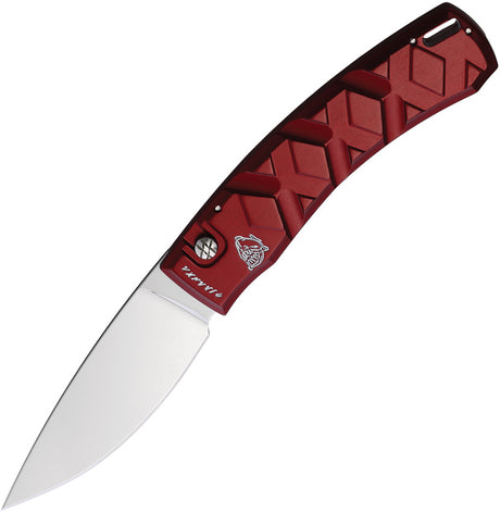 Piranha Knives Auto X Button Lock Red