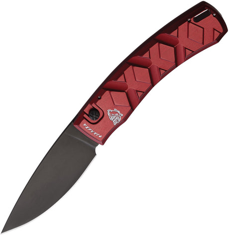 Piranha Knives Auto X Button Lock Red