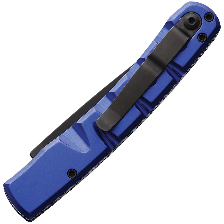 Piranha Knives Auto Virus Button Lock Blue