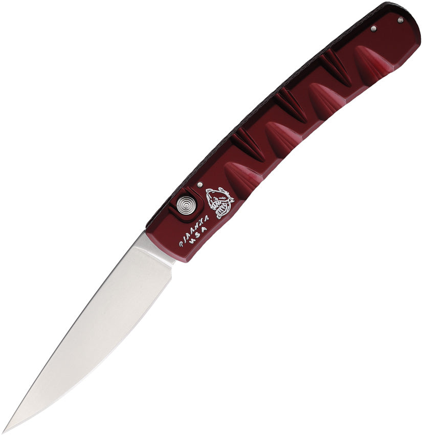 Piranha Knives Auto Pocket Button Lock Red