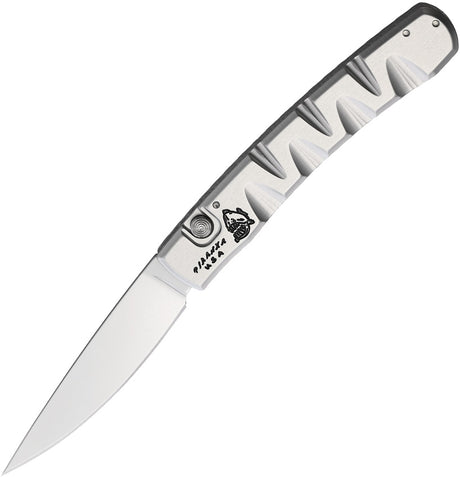 Piranha Knives Auto Virus Button Lock Slvr