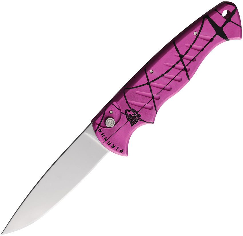 Piranha Knives Auto Pocket Button Lock Pink