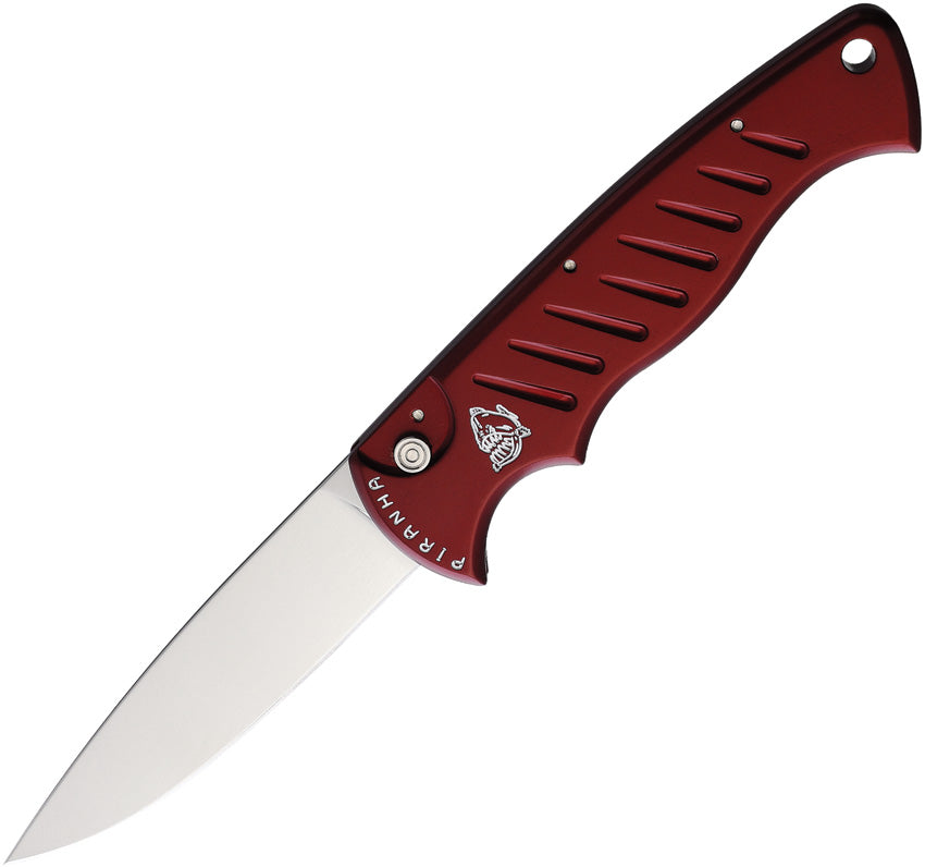 Piranha Knives Auto Pocket Button Lock Red