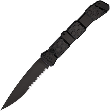 Piranha Knives Auto 21 Button Lock Black