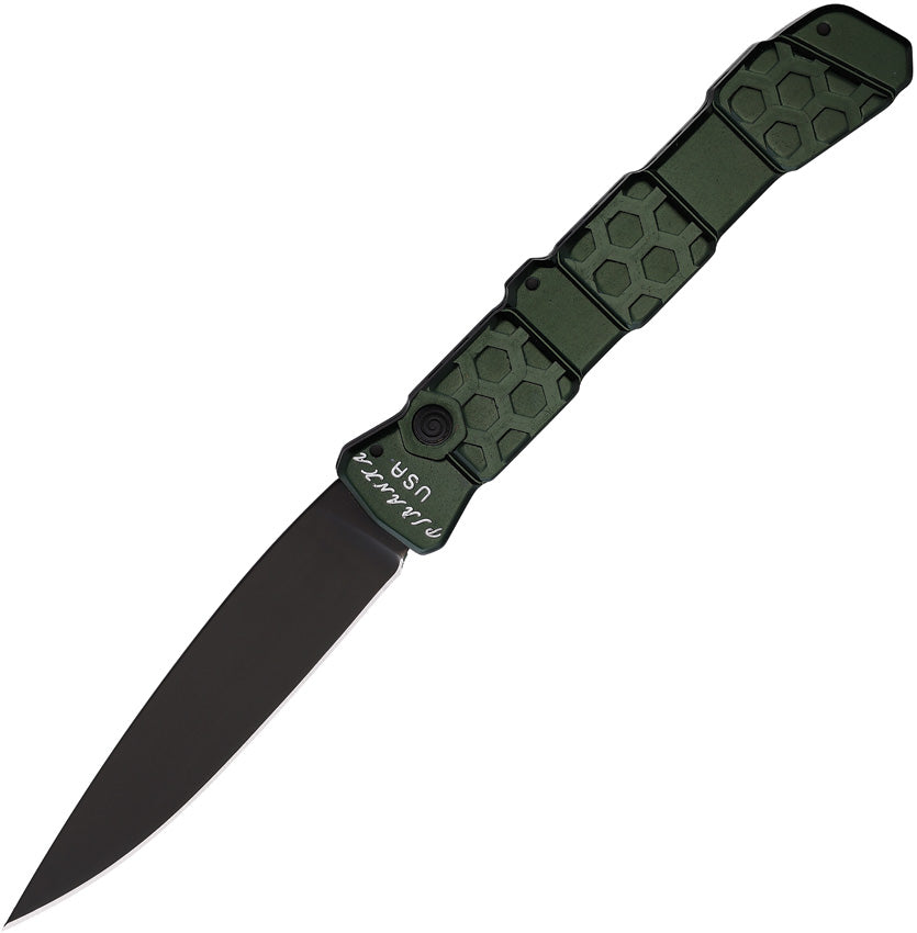 Piranha Knives Auto 21 Button Lock Green