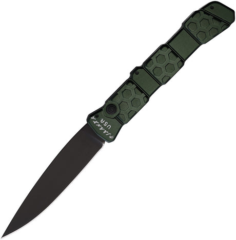 Piranha Knives Auto 21 Button Lock Green