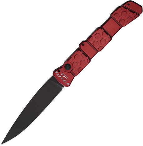 Piranha Knives Auto 21 Button Lock Red
