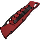 Piranha Knives Auto Amazon Button Lock Red