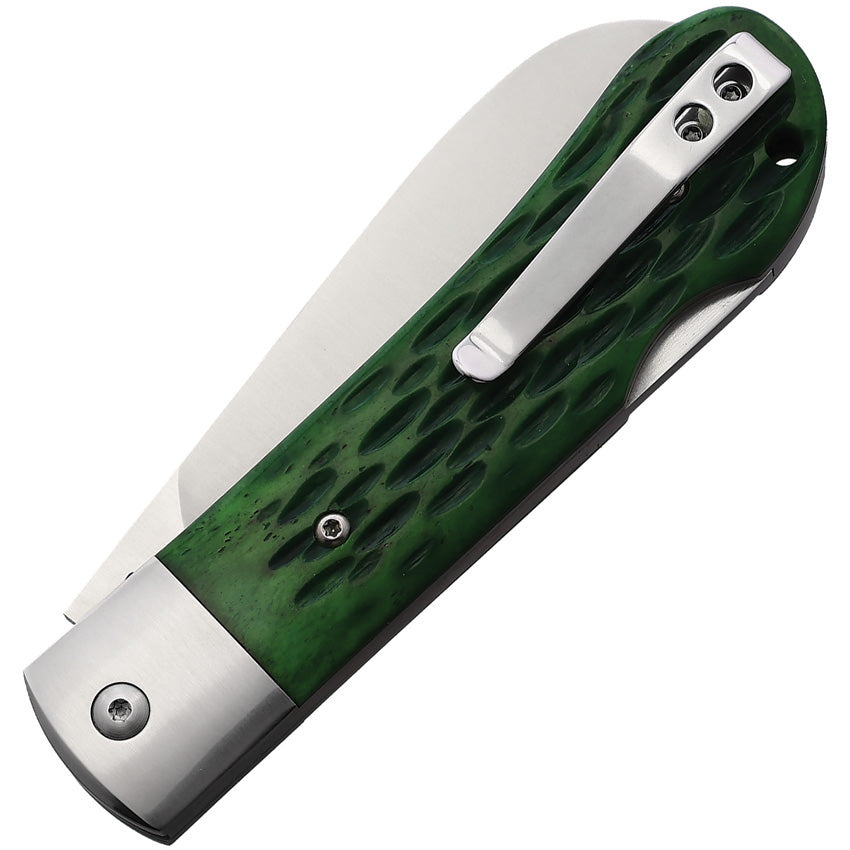 QSP Knife Worker Lockback Green Bone