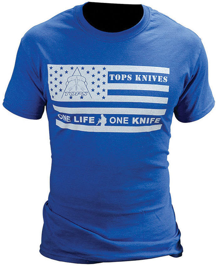 TOPS T-Shirt Flag Logo Blue Large