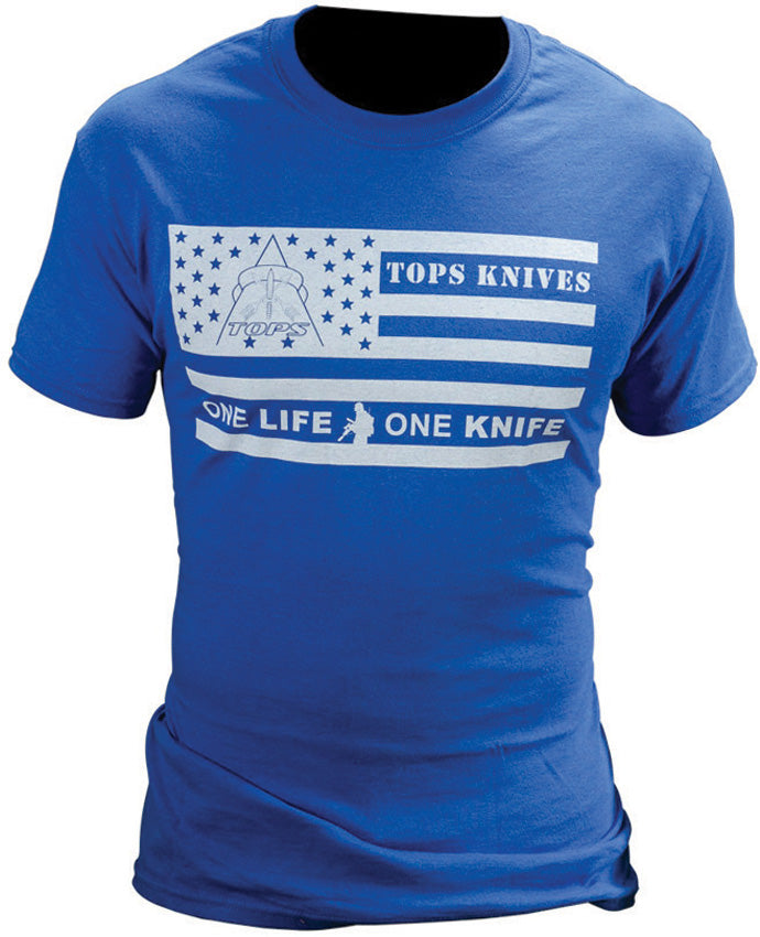 TOPS T-Shirt Flag Logo Blue Medium