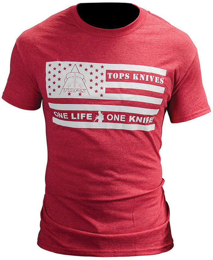 TOPS T-Shirt Flag Logo Red Large