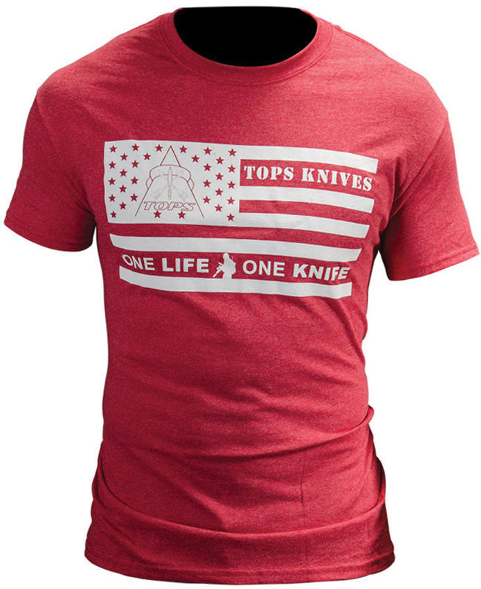 TOPS T-Shirt Flag Logo Red Medium